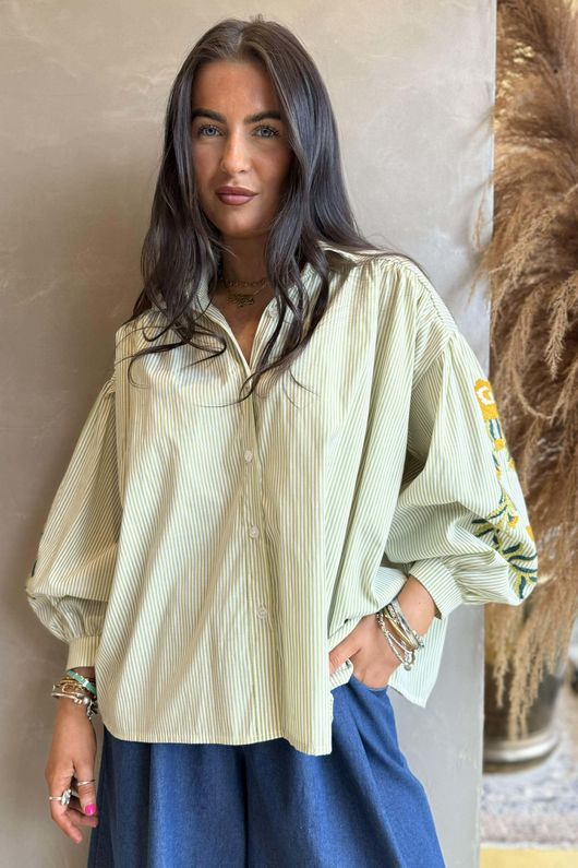 Hutton Crewel Work Shirt Olive